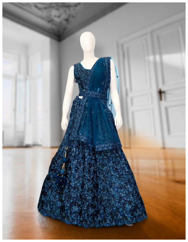 Peacock blue Lehenga